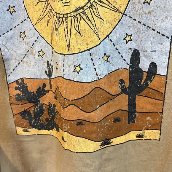 Attitude Not Included Sun T Shirt 1X Desert Graphic Print Stars Cactus Boho Top - Picture 5 of 8